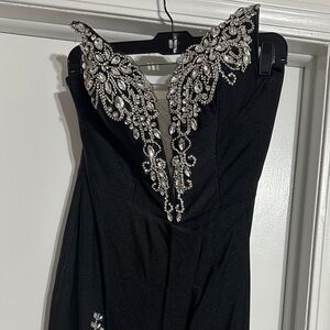 Portia and Scarlett Black Gown with Gold Accents